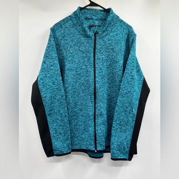 Marc New York Other - Marc New York Heathered Turquoise Black Fleece Knit Zip Classic Jacket size XL